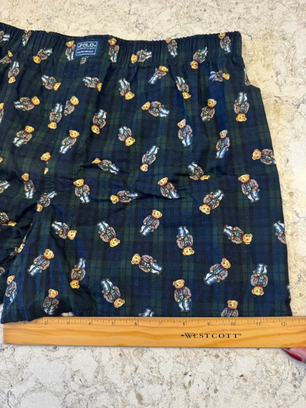 Vintage Men's Polo by Ralph Lauren Medium Plaid Boxer Shorts with Teddy Bears
